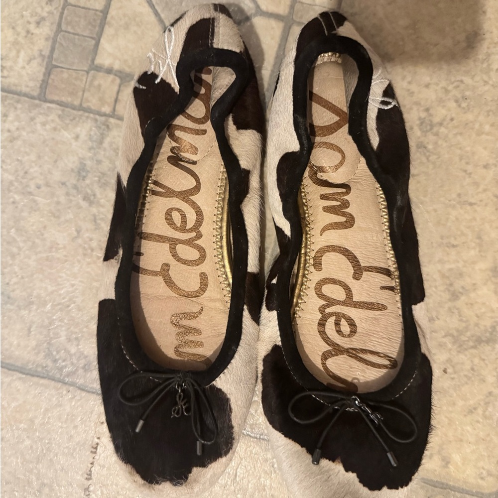 Sam Edelman Black and White Flats with Bow Detail
